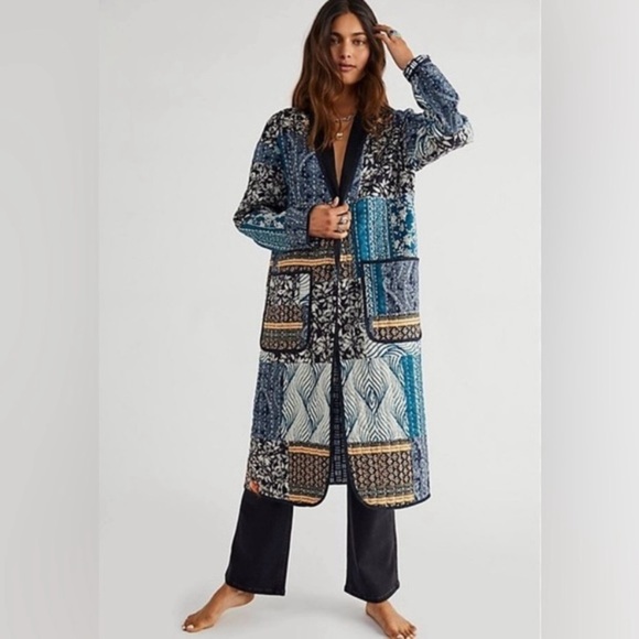 Free People Jackets & Blazers - Free People X Brenda Knight NWOT Merigold Quilted Boho Duster Jacket Size L